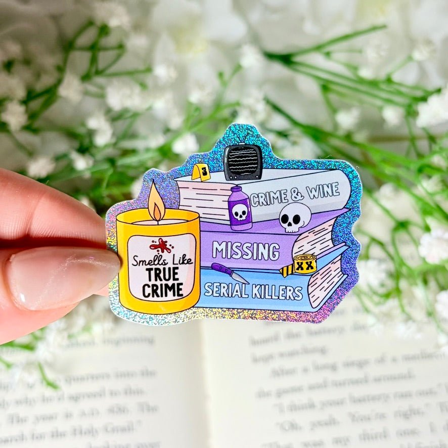 Smells Like True Crime 2 - inch Crushed Glitter Sticker - Awfullynerdy.co