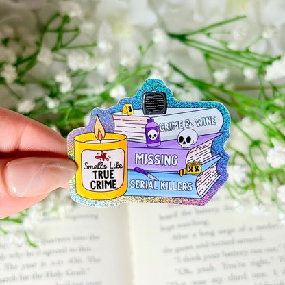Smells Like True Crime 2 - inch Crushed Glitter Sticker - Awfullynerdy.co