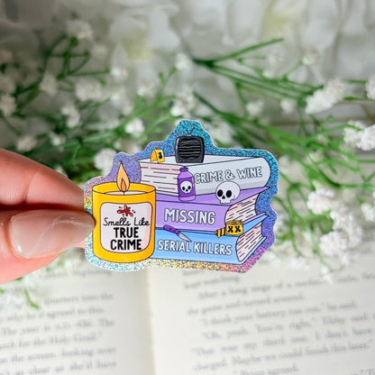 Smells Like True Crime 2 - inch Crushed Glitter Sticker - Awfullynerdy.co