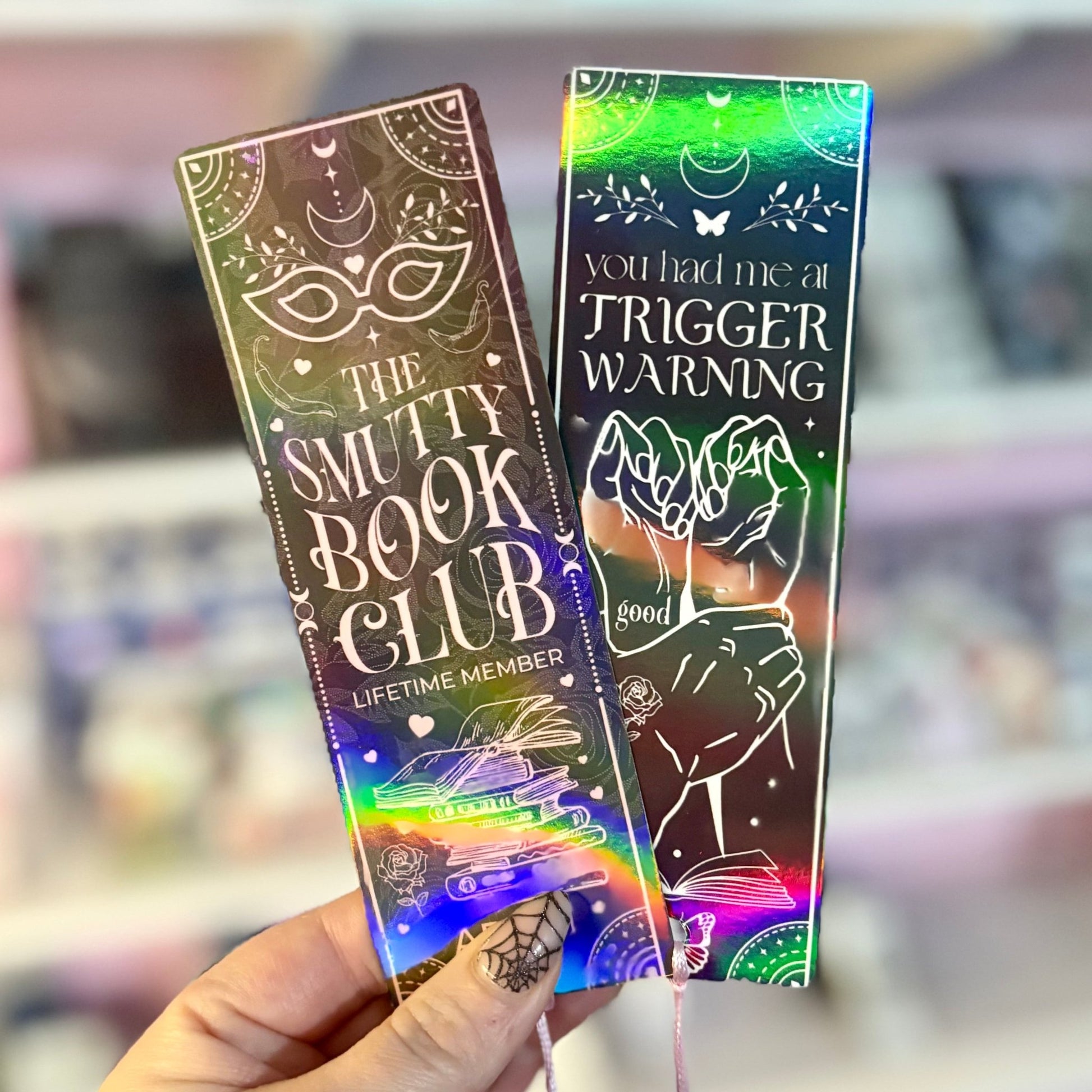 Smutty Book Club Dual - Sided Holographic Laminated Bookmark (pre - tasseled on bottom) - Awfullynerdy.co