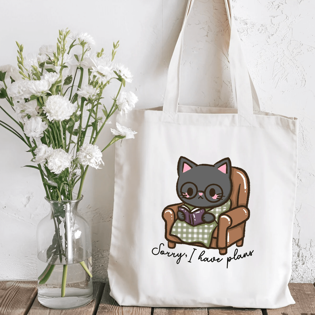 Sorry I Have Plans Sublimated Canvas Tote Bag - Awfullynerdy.co