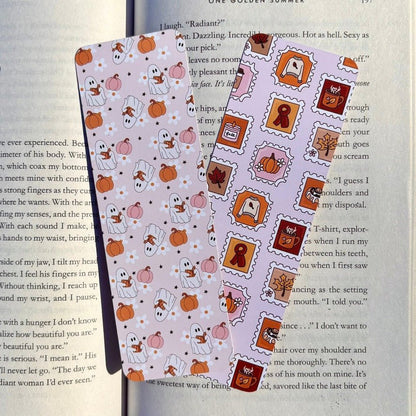 Spooky Cute Fall Stamps Dual - Sided Matte Cardstock Bookmark - Awfullynerdy.co