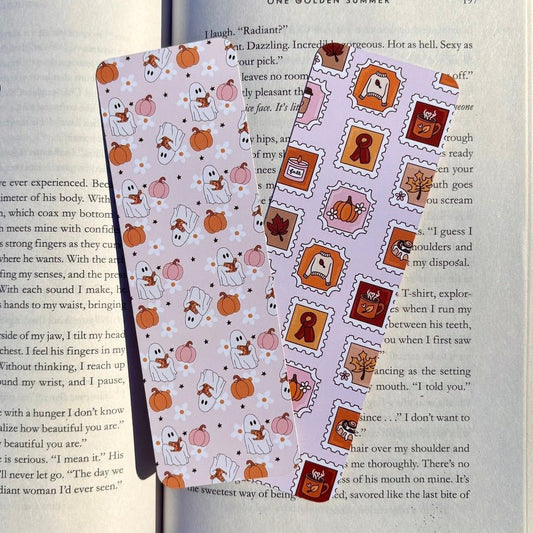 Spooky Cute Fall Stamps Dual - Sided Matte Cardstock Bookmark - Awfullynerdy.co