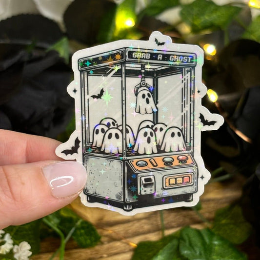 Spooky Ghost Claw Machine Sticker - Awfullynerdy.co