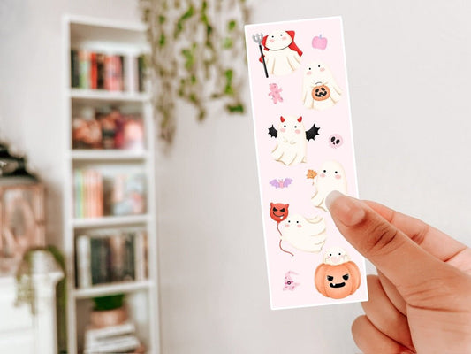 Spooky Halloween Ghosts Cardstock Bookmark - Awfullynerdy.co