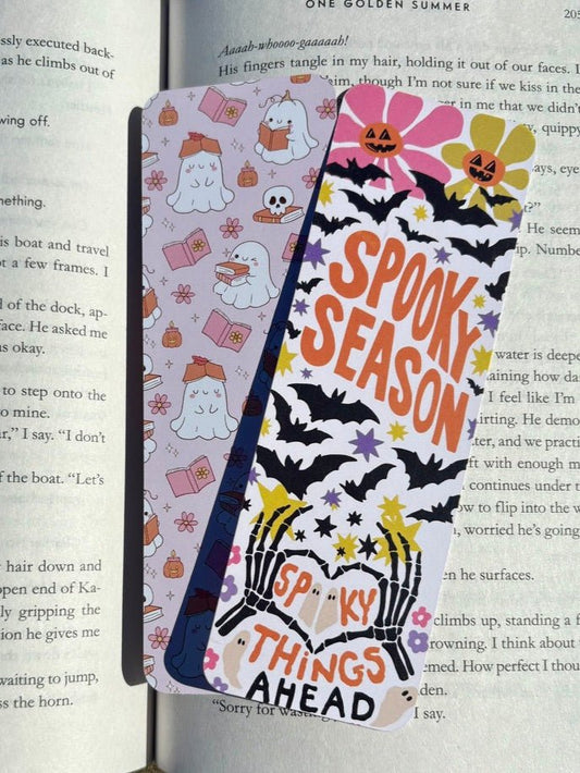Spooky Season Spooky Things Ahead Dual - Sided Matte Cardstock Bookmark - Awfullynerdy.co