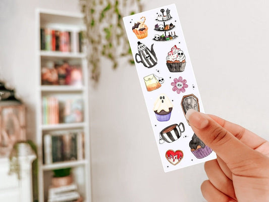 Spooky Tea Party Cardstock Bookmark - Awfullynerdy.co