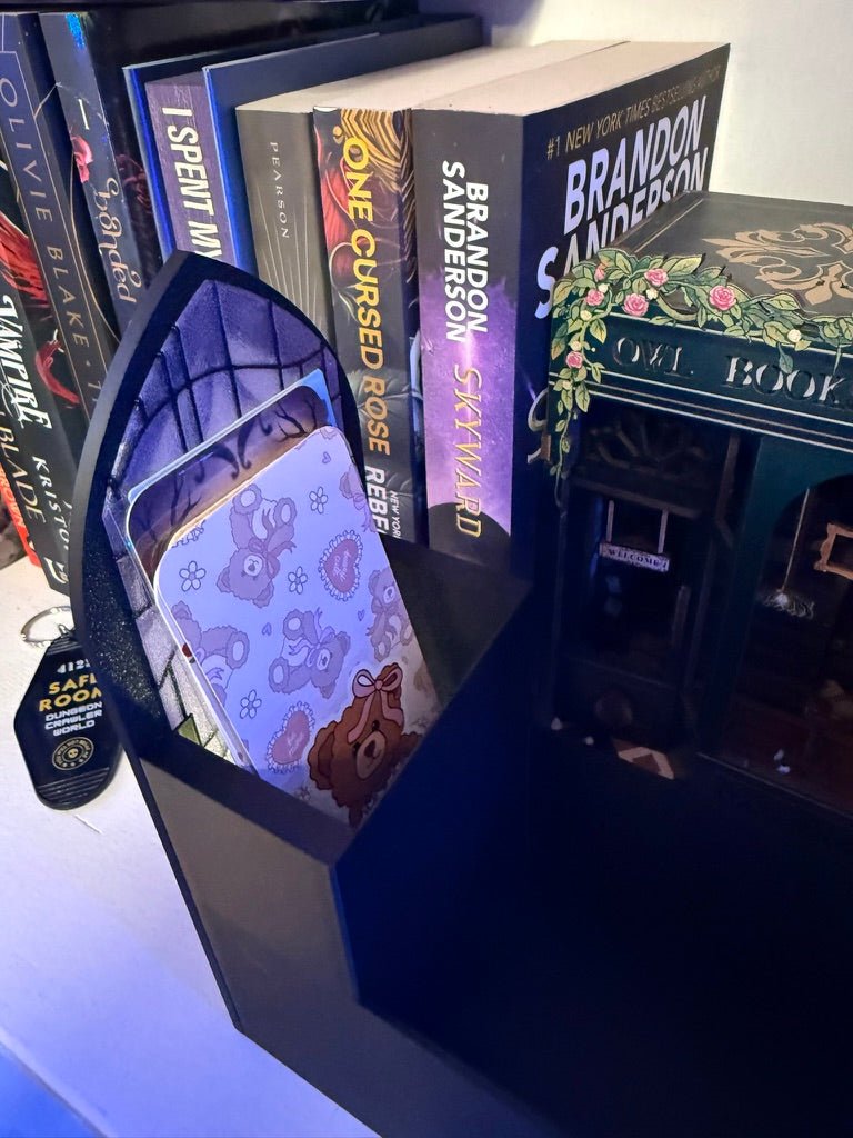 Stained Glass - Style Tealight Snake and Crown Inspired Book Nook with Storage - Awfullynerdy.co