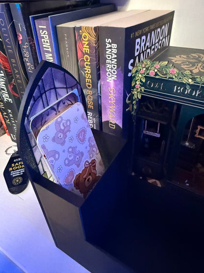 Stained Glass - Style Tealight Snake and Crown Inspired Book Nook with Storage - Awfullynerdy.co