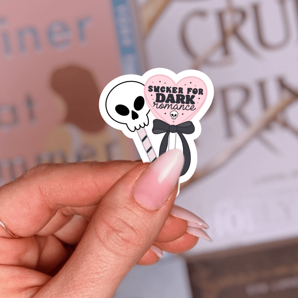 Sucker for Dark Romance Laminated Sticker - Awfullynerdy.co