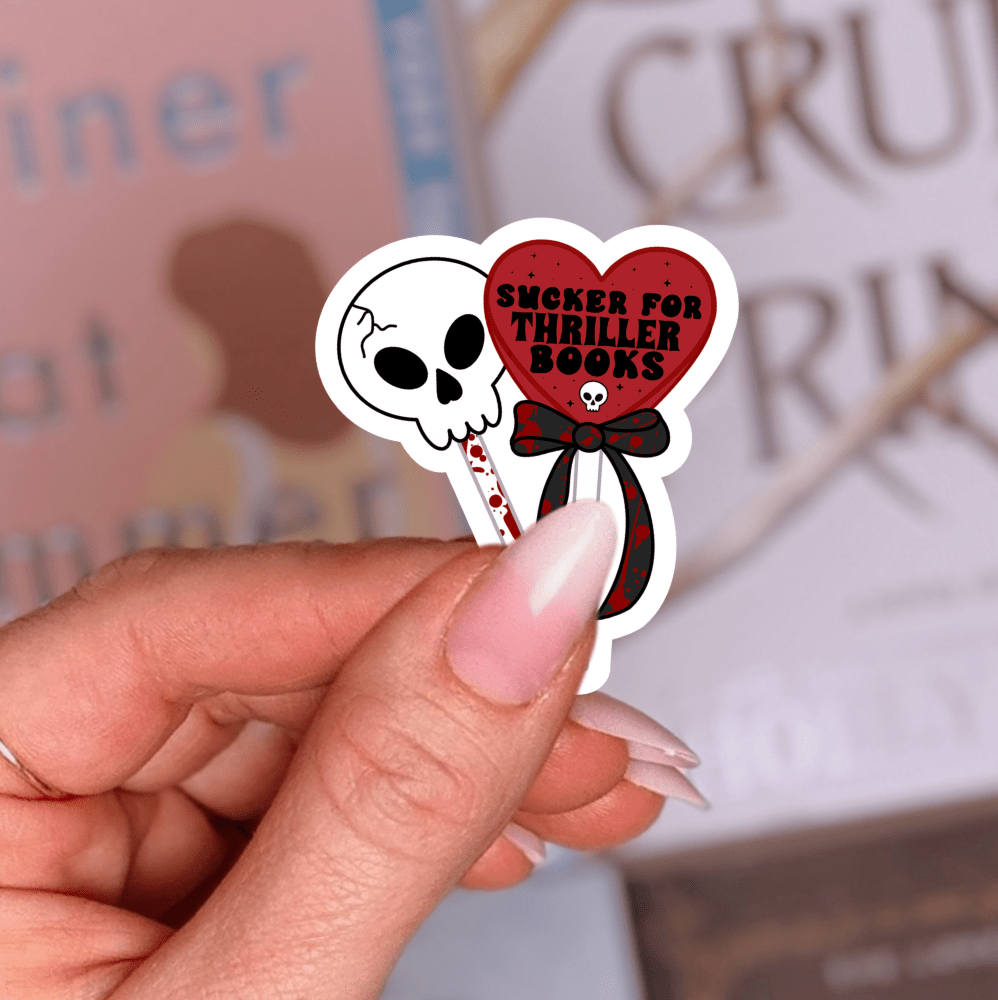Sucker for Thriller Books Laminated Sticker - Awfullynerdy.co