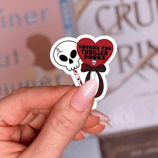 Sucker for Thriller Books Laminated Sticker - Awfullynerdy.co