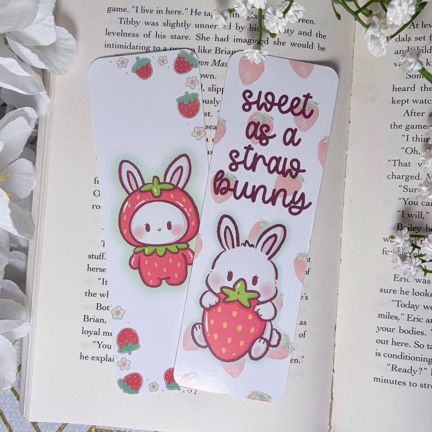 Sweet as a Straw - Bunny Dual - Sided Matte Cardstock Bookmark - Awfullynerdy.co