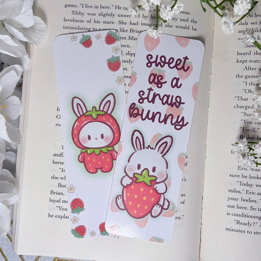 Sweet as a Straw - Bunny Dual - Sided Matte Cardstock Bookmark - Awfullynerdy.co