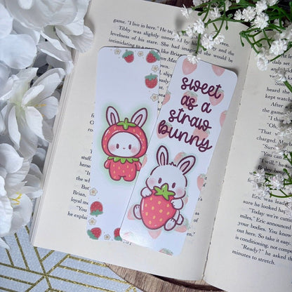 Sweet as a Straw - Bunny Dual - Sided Matte Cardstock Bookmark - Awfullynerdy.co