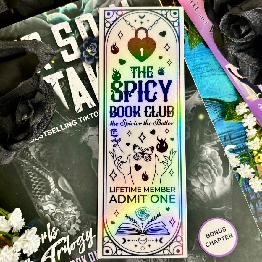 The Spicy Book Club Black and White Holographic Bookmark - Awfullynerdy.co