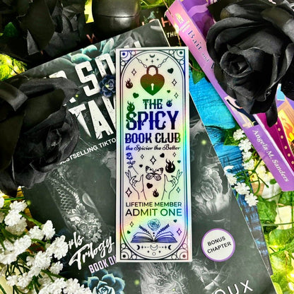 The Spicy Book Club Black and White Holographic Bookmark - Awfullynerdy.co