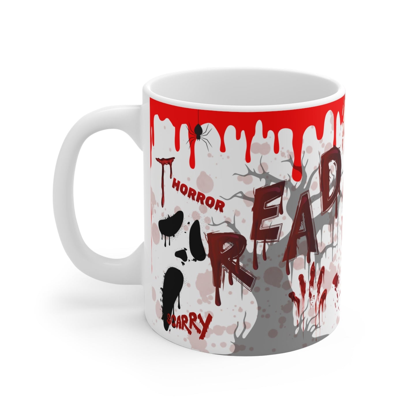 Thriller Read Spooky Books Mug 11oz - Perfect for Horror Lovers - Awfullynerdy.co