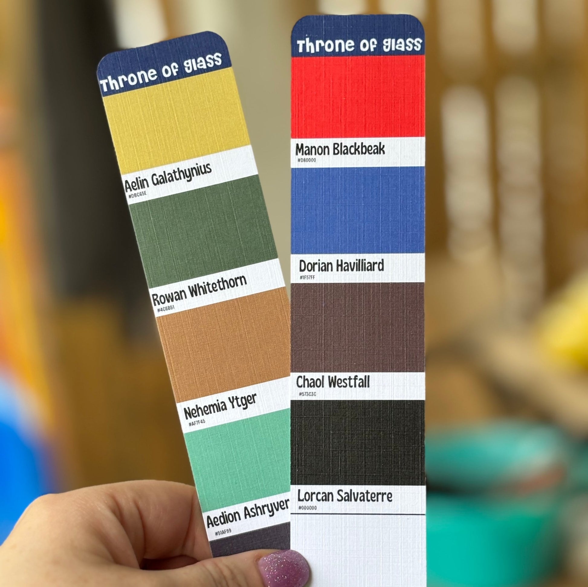 Throne of Glass Character Colors Cardstock Bookmark - Awfullynerdy.co