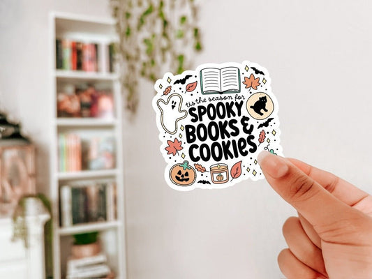 Tis the Season for Spooky Books & Cookies Sticker - Awfullynerdy.co