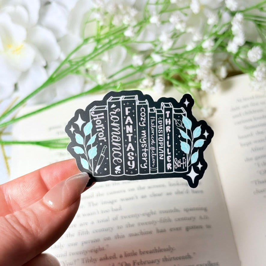 Tropes Books 2 - inch Matte Black Sticker - Awfullynerdy.co