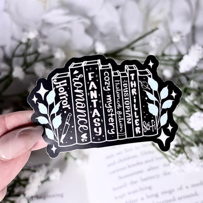 Tropes Books 2 - inch Matte Black Sticker - Awfullynerdy.co