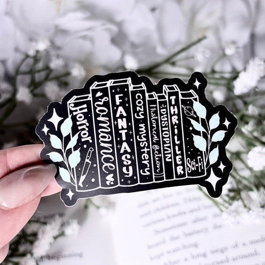 Tropes Books 2 - inch Matte Black Sticker - Awfullynerdy.co