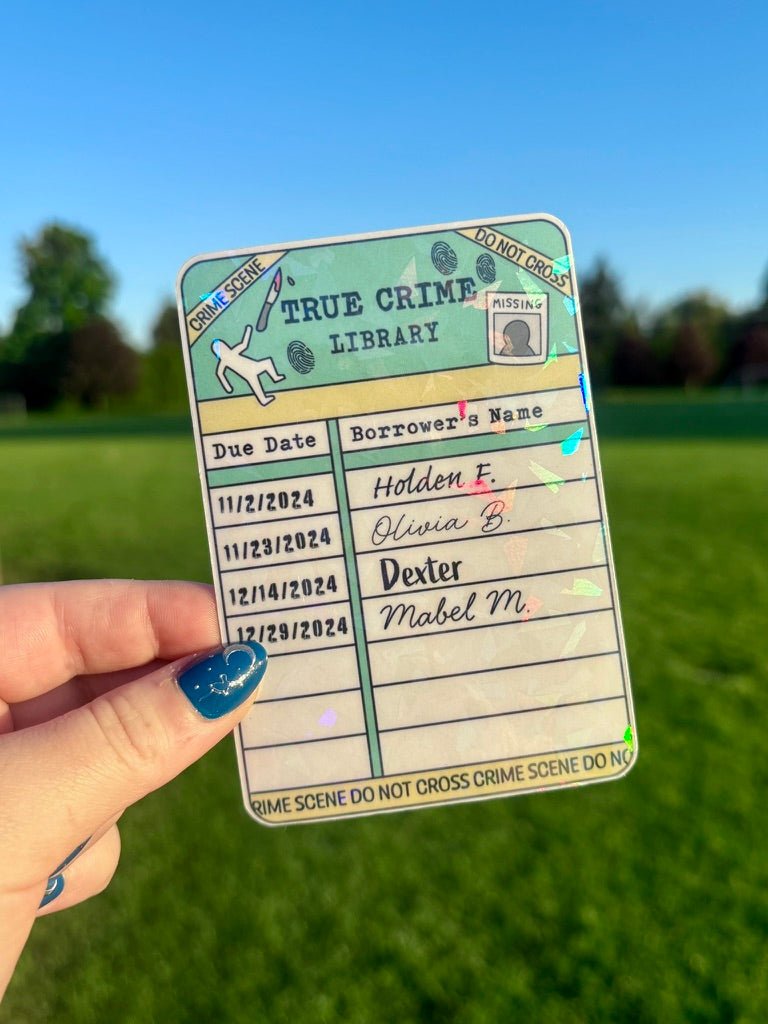 True Crime Library Borrow Card Bookmark - Awfullynerdy.co
