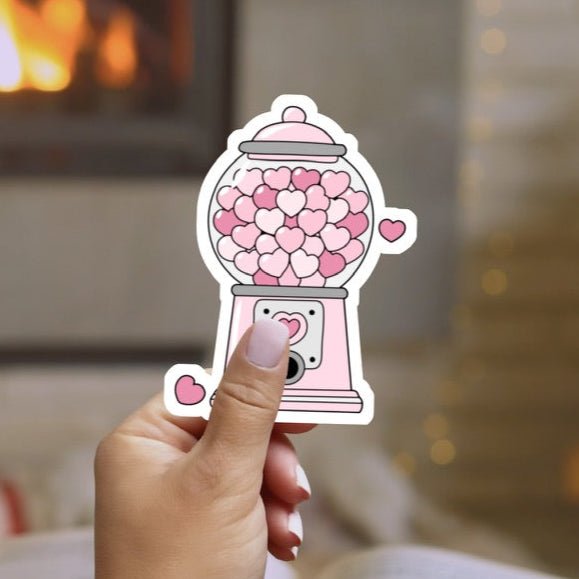 Valentines Gumball Machine Sticker - Awfullynerdy.co