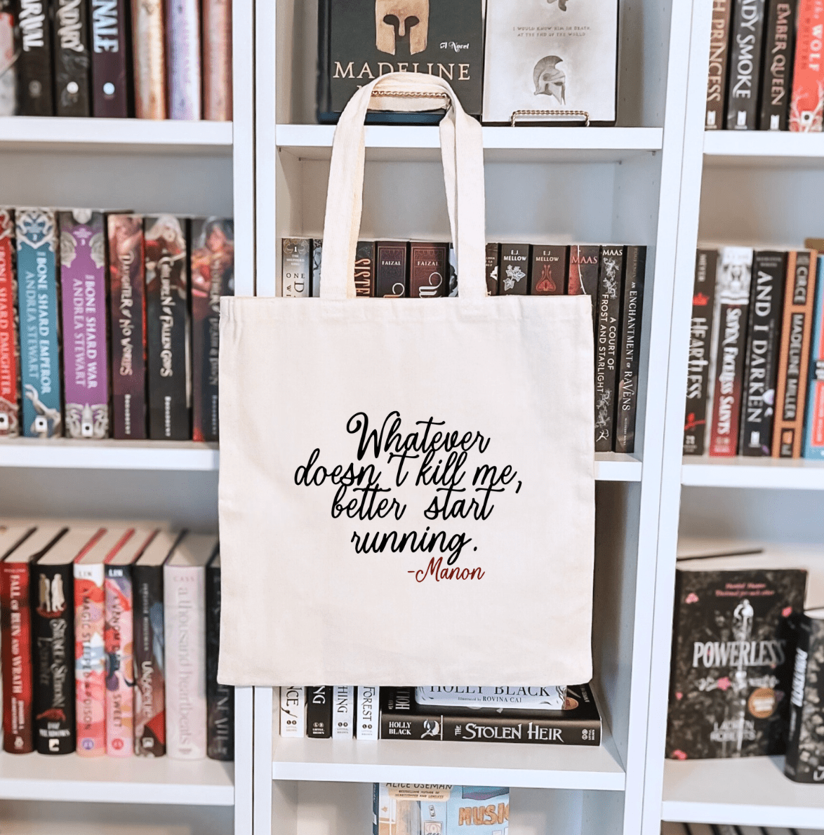 Whatever Doesn't Kill Me, Better Start Running Sublimated Canvas Tote Bag - Awfullynerdy.co