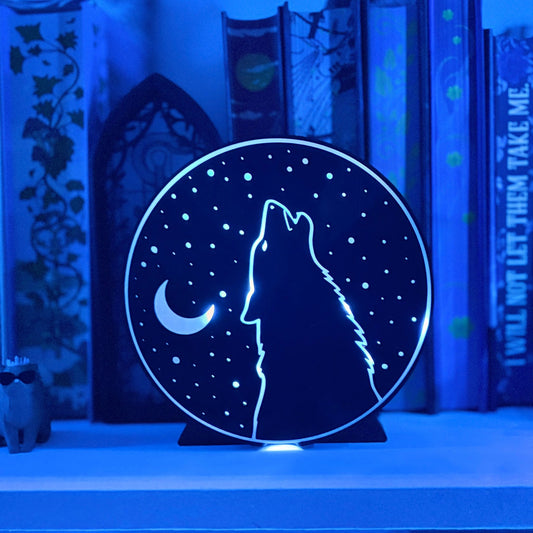 Wolf Moon and Stars Light Up Book Nook - Awfullynerdy.co