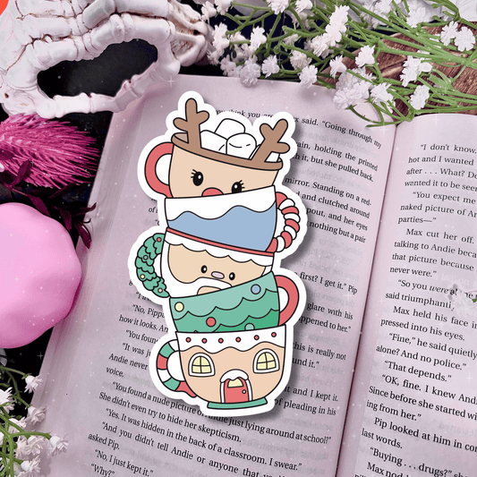Xmas Stacked Mugs Star Sparkle Bookmark - Awfullynerdy.co