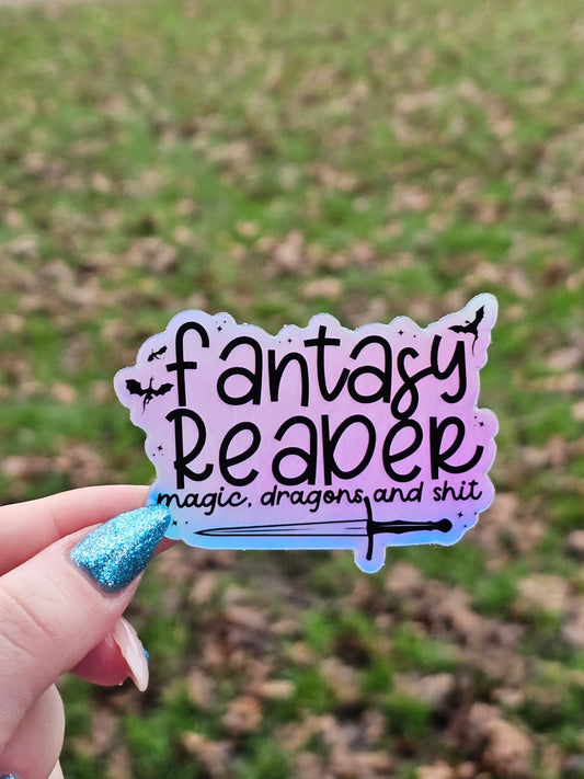 Fantasy Reader Holographic Sticker - Awfullynerdy.co