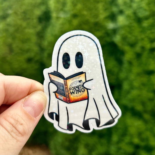 Ghost Reading Fourth Wing Sticker - Awfullynerdy.co