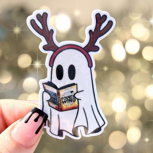 Holiday Ghost Reading Fourth Wing Sticker