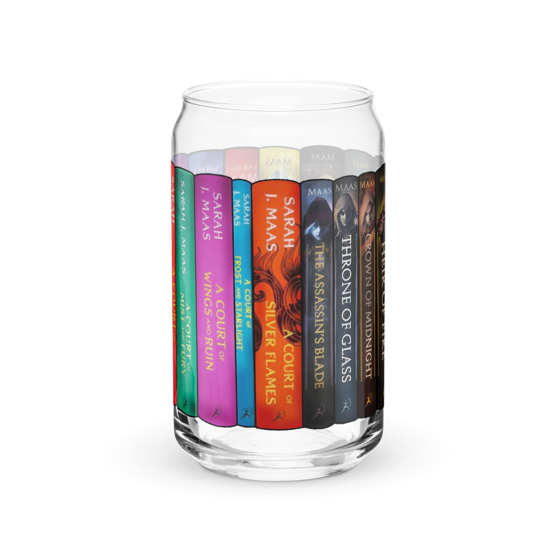 SJM Universe Book Spines Can-shaped 16oz glass - Awfullynerdy.co