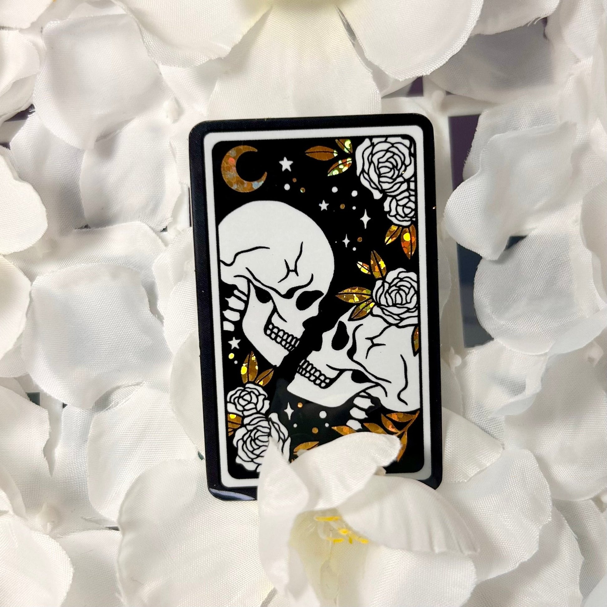 Skeleton Lovers Gold Glitter Sticker - Awfullynerdy.co